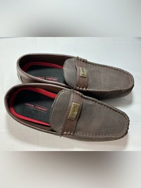 Levi's Men's Dark Brown Slip-On Loafers with Brass Logo